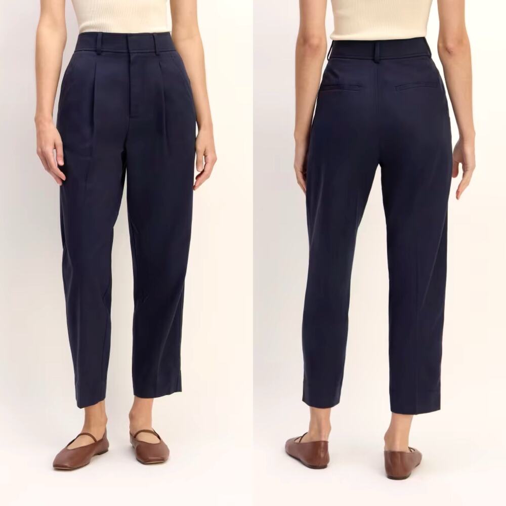 Everlane Tencel Way High Tapered Buttersmooth Navy Blue Pant 16